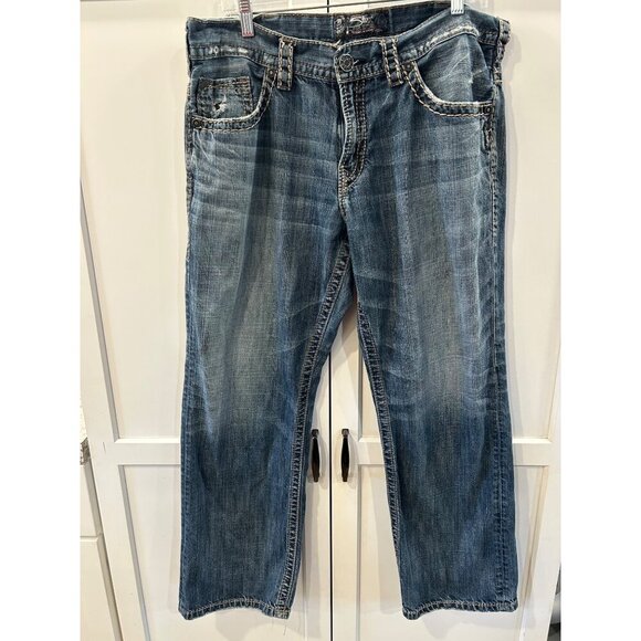 Silver Gordie distressed jeans 36x32 men’s relaxed straight leg Silver brand - Picture 1 of 10